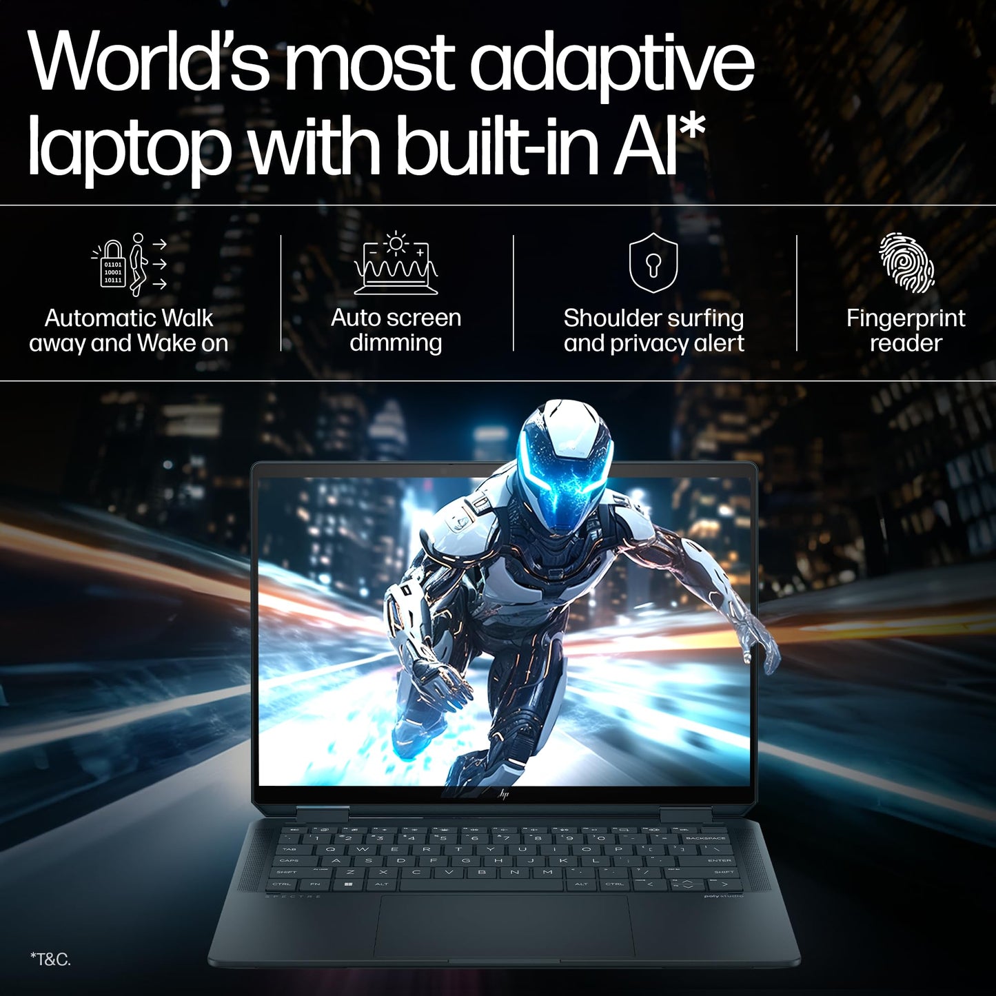 HP Spectre x360, Intel Evo Core Ultra 7 155H, Built-in AI, 14-inch (35.6 cm), 2.8K OLED, 32GB LPDDR5x, 1TB SSD, 120 Hz IMAX, 9MP IR Camera w/Camera Shutter (Win 11, MSO, Blue, 1.34 kg), eu0556TU