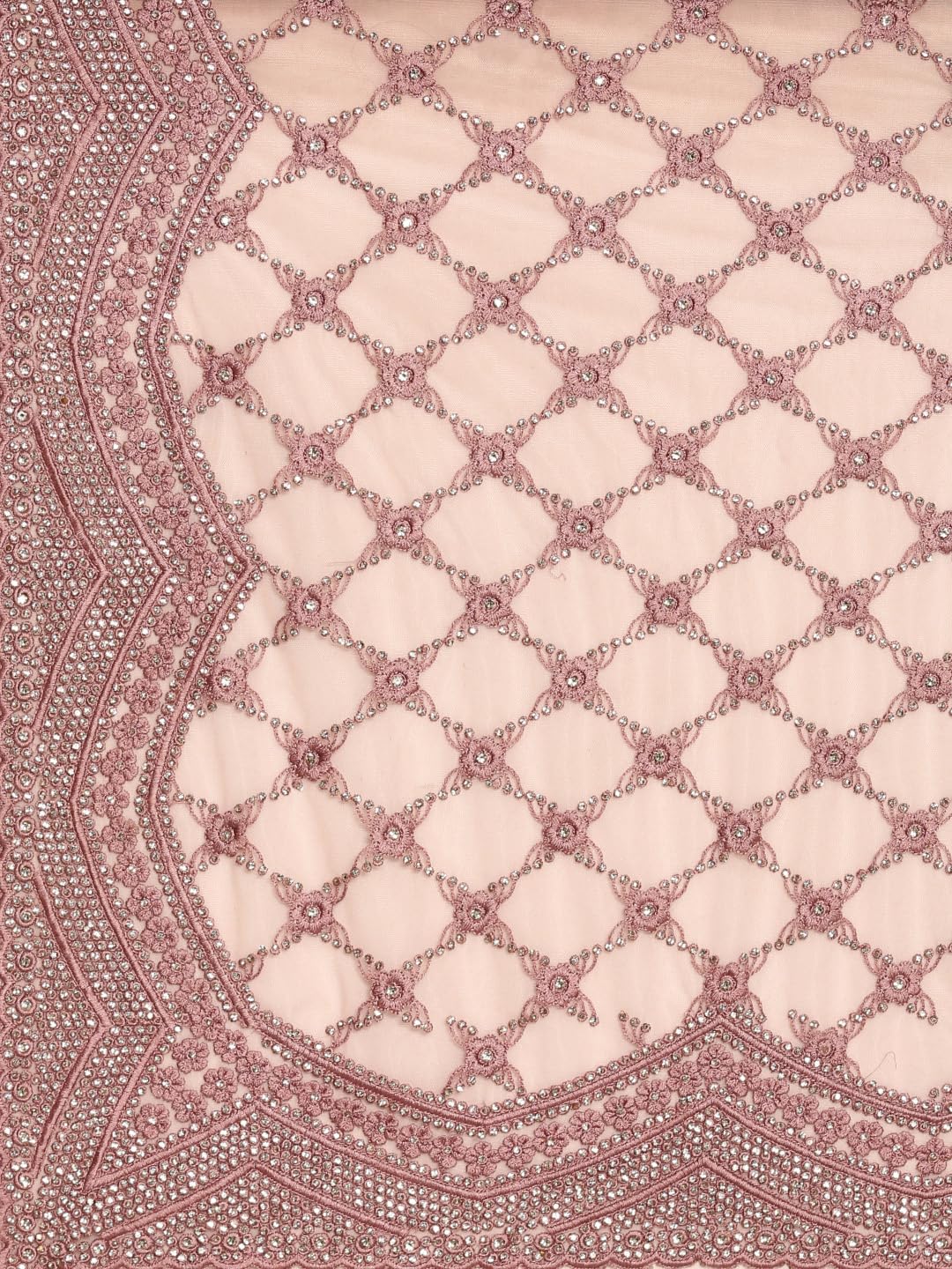 MOHEY Purple Net Embroidery|Stone Work Saree for Women