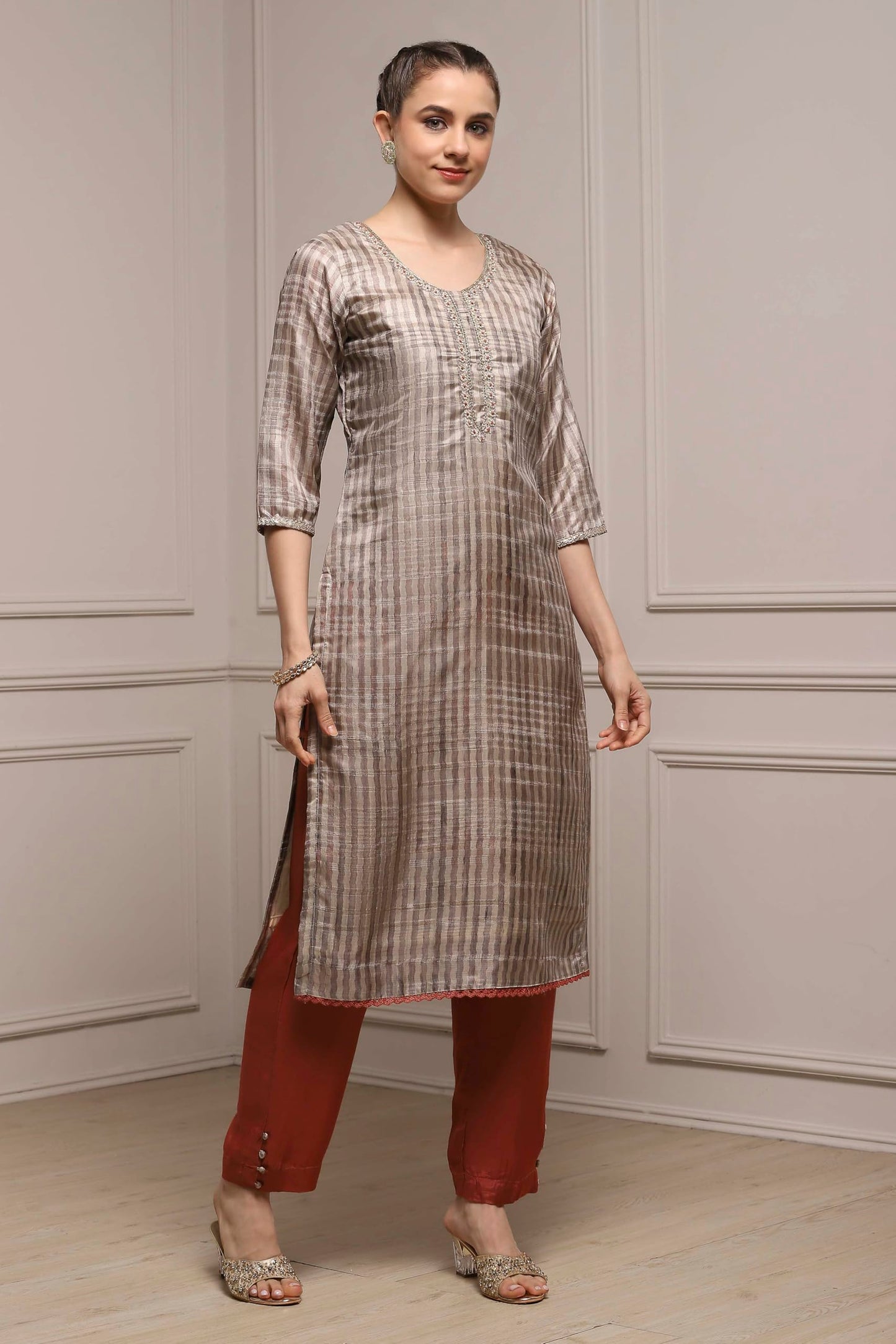 Biba Women Green Silk Blend Printed Unstitched Suit Set_FREE SIZE