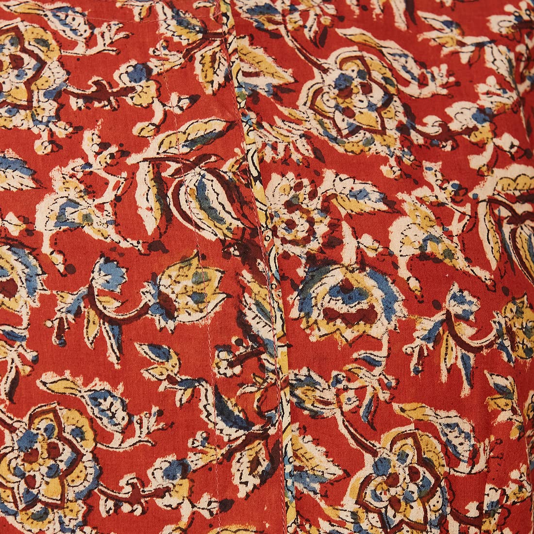 Fabindia Women's Cotton Printed Slim Kurta (102916901_Red