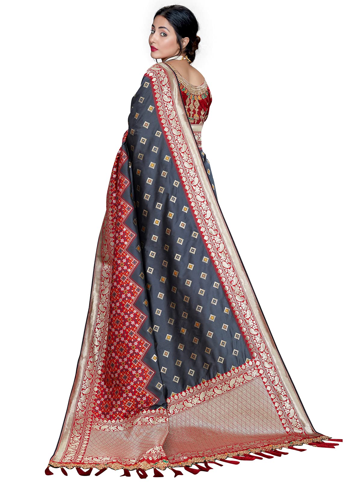 Satrani Women's Silk Saree (1712SH104_Grey)