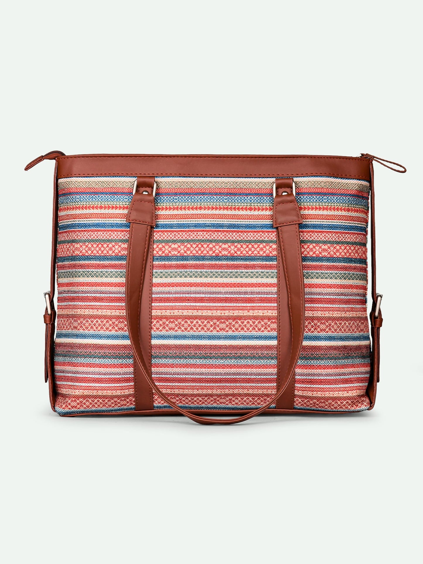 ZOUK Women's Office Bag With External Pocket and Double Handles Shoulder Strap | Assam Tapestry