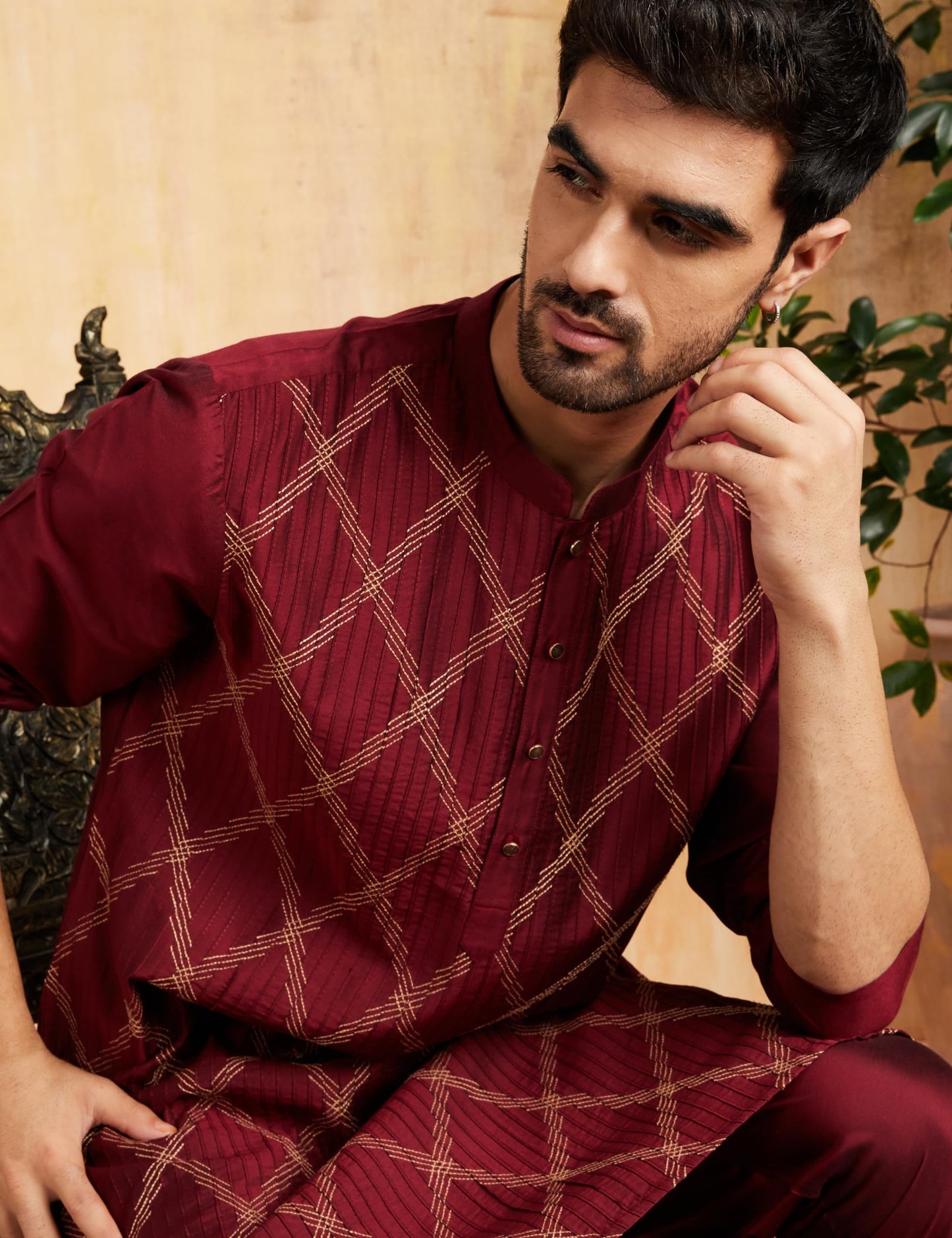 Amazon Brand - Symbol Men's 41" Kurta & Churidar Set_Sy-A23-Mna-Fktc-239_Maroon_Xl -