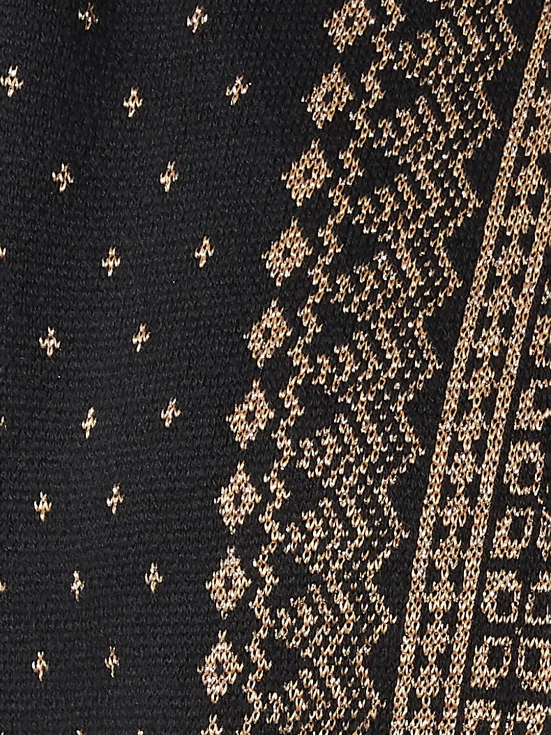 Max Women Knit Layered Winter Kurta (Black_S)