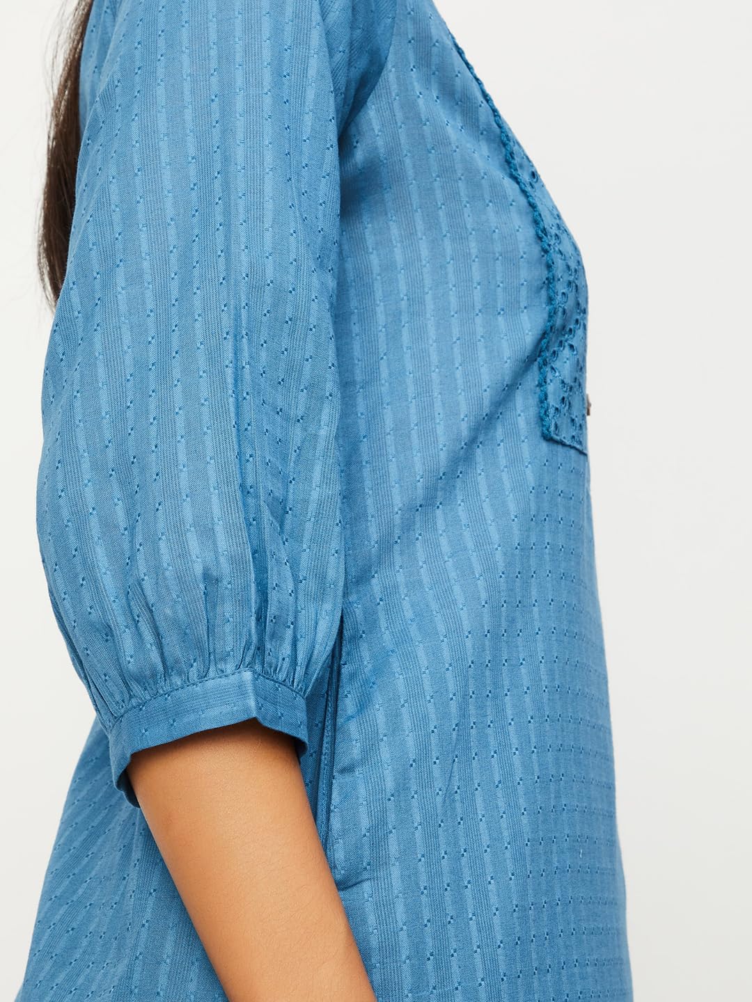 Max Women's Cotton Blend Straight Fit Shirt Kurta(FKKP41108INDIGO_Indigo, Large