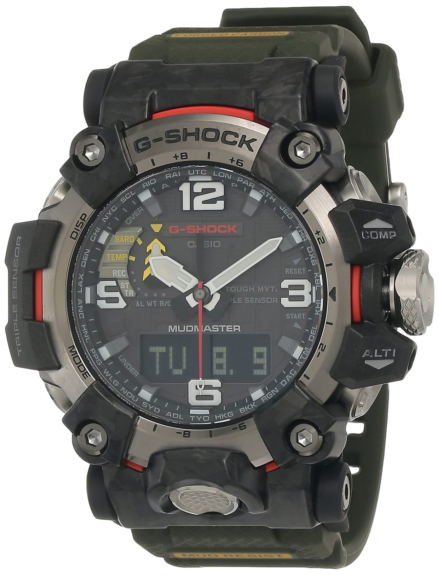 Casio G-Shock GWG-2000-1A3DR Gray IP Multi-Coloured Analog-Digital Dial Military Green Resin Strap Men's Watch Mud Resistant Barometer Altimeter G1176