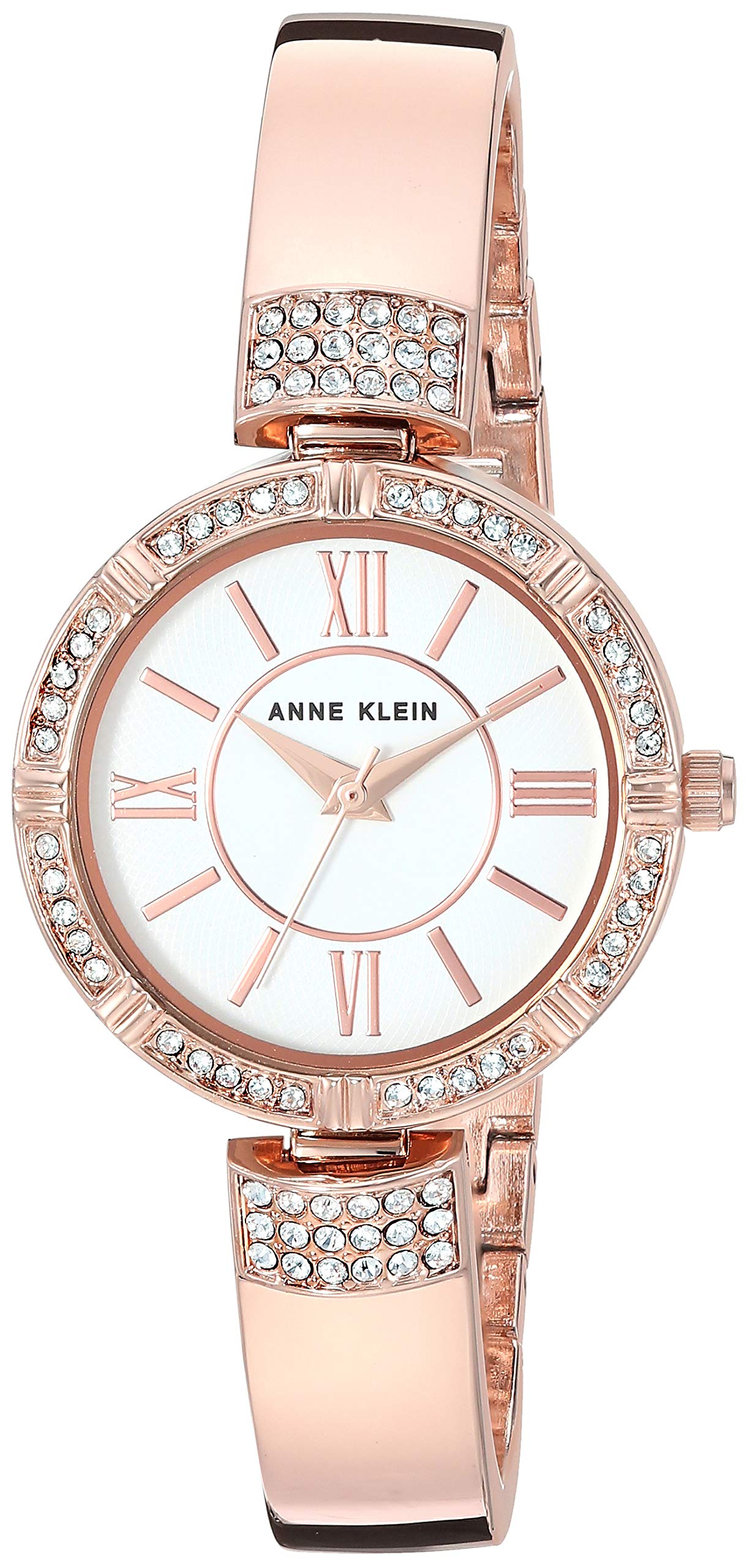 Anne Klein Women's Premium Crystal Accented Watch and Bracelet Set, Rose Gold, Japanese