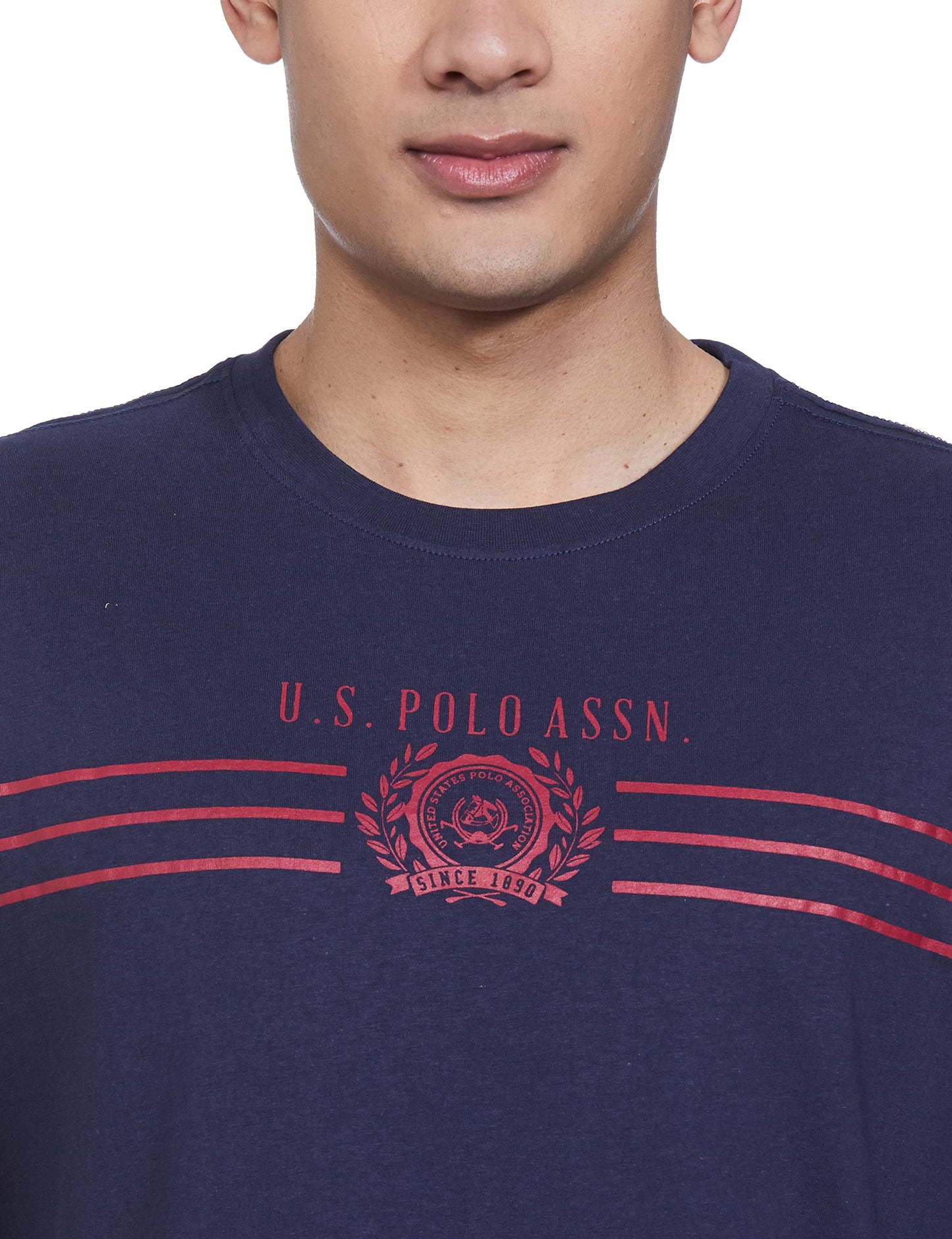 US Polo ASSN. Full Sleeve Round Neck T Shirts, L (USTSHS1383_Red_L)
