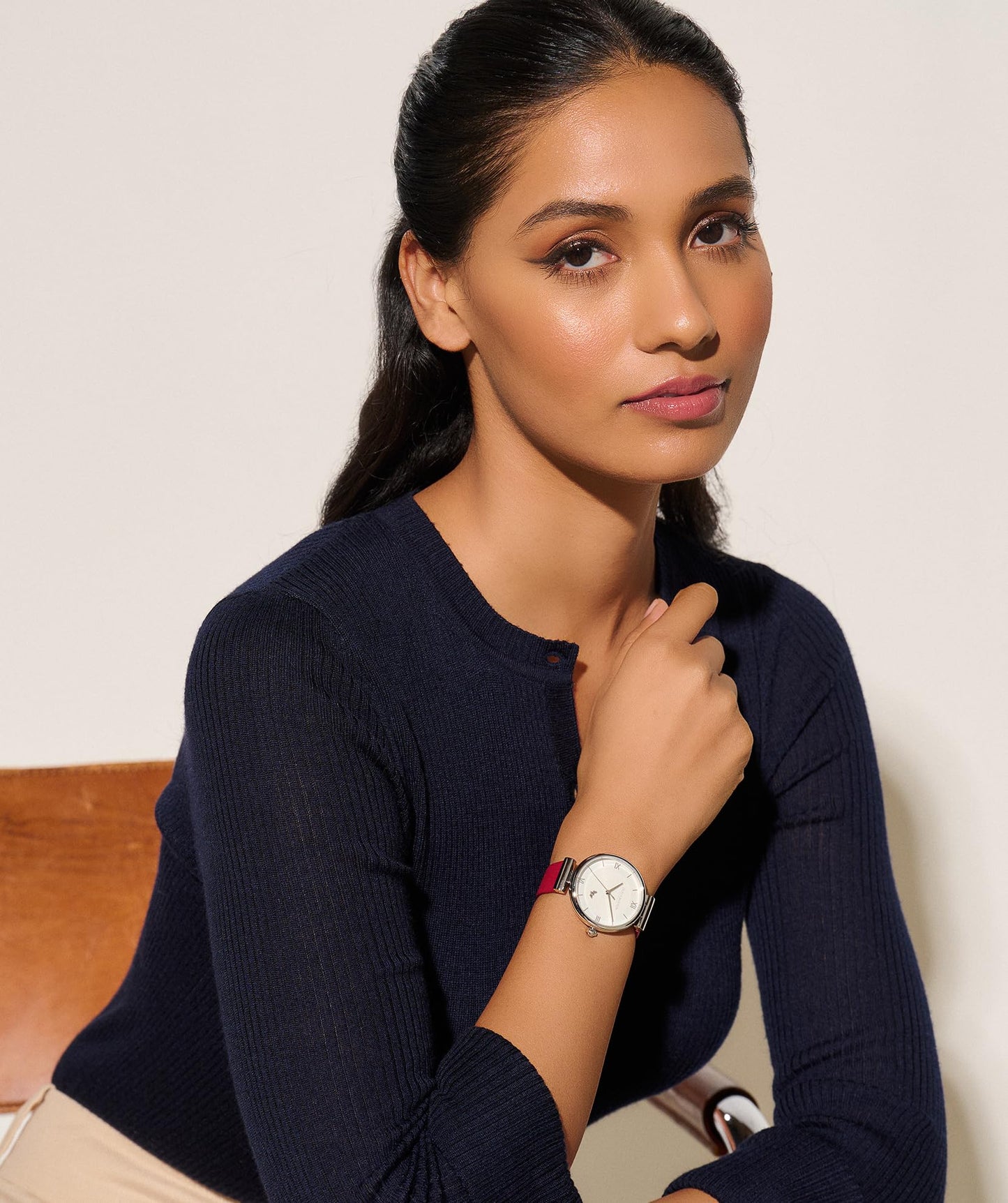 Olivia Burton Lustre Qtz Multifunction White Mother of Pearl Cushion Dial Women's Watch|Ionic Plated Rose Gold Steel Material|Rose Gold Color Band - 24000151