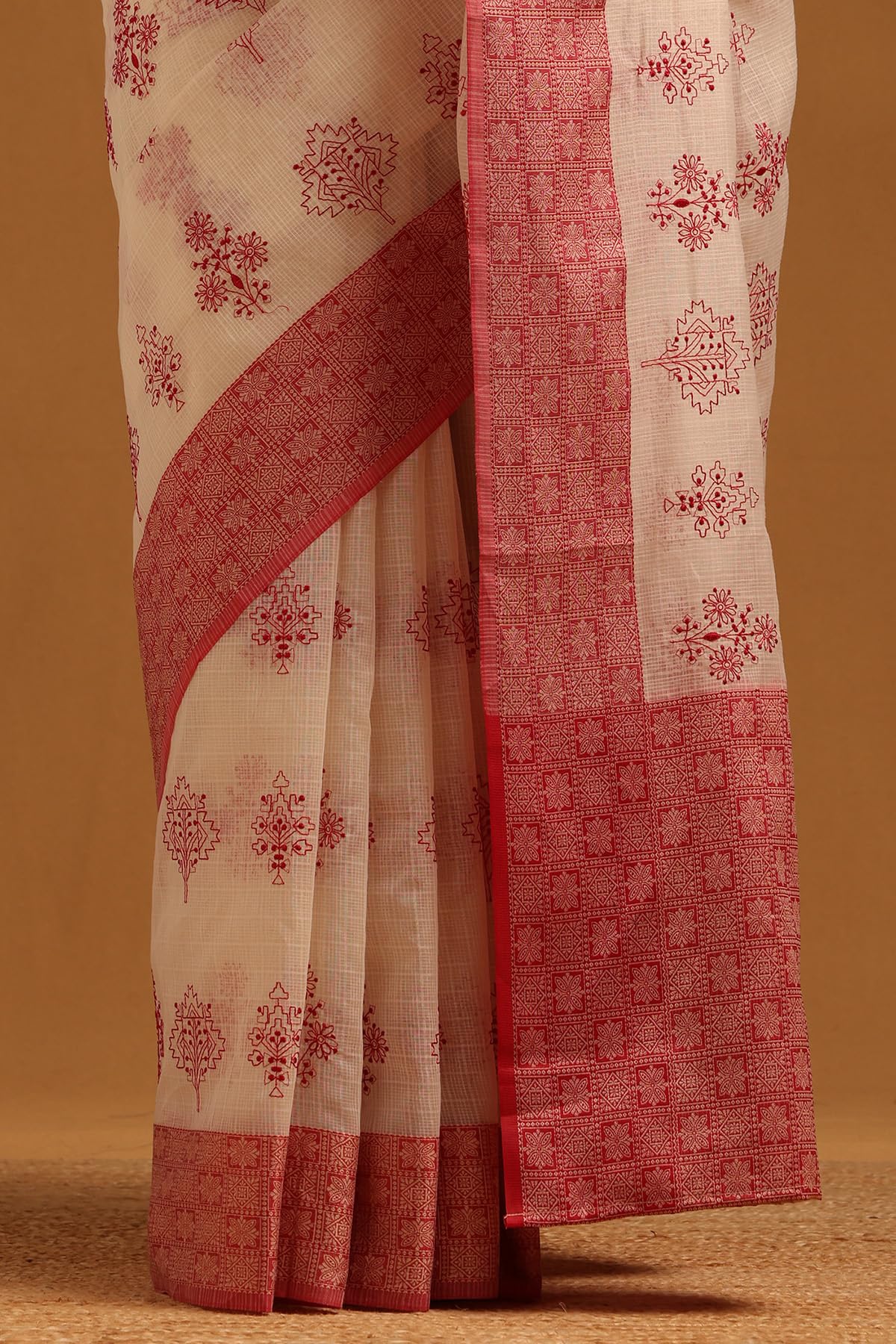 Soch Womens Cream Kota Floral Saree