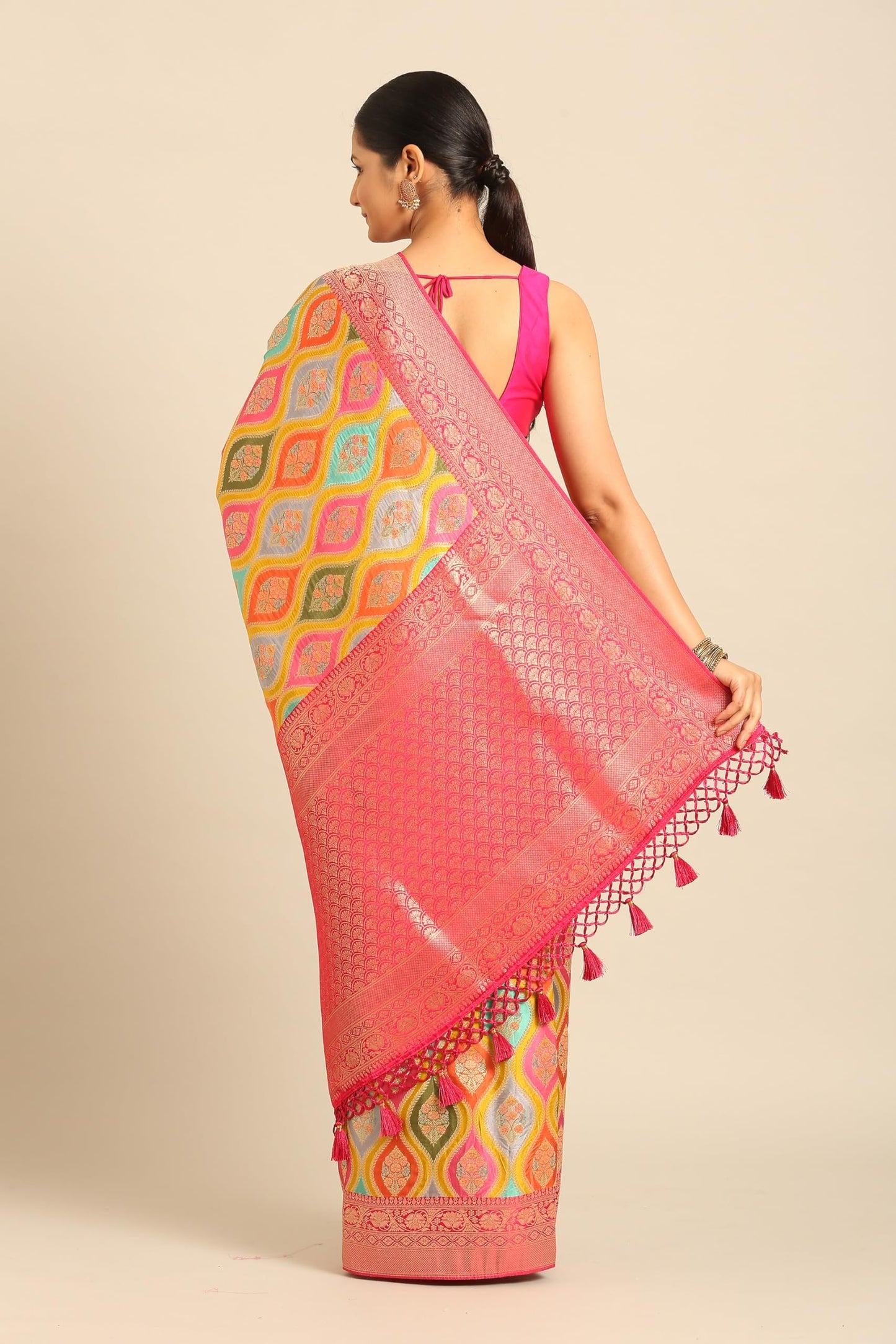 MOHEY Women's Green Art Silk Zari Weave Saree