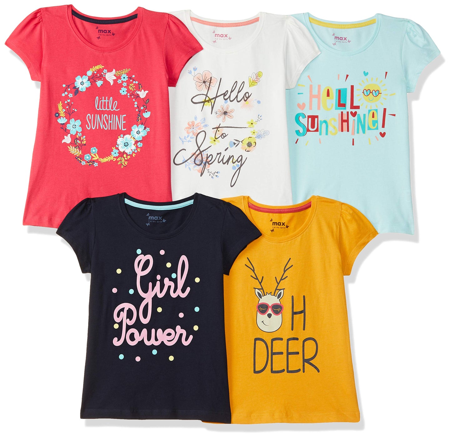 Max Girl's Regular T-Shirt (S21CBTAMZ3MULTI_Multi 5 6 Years)