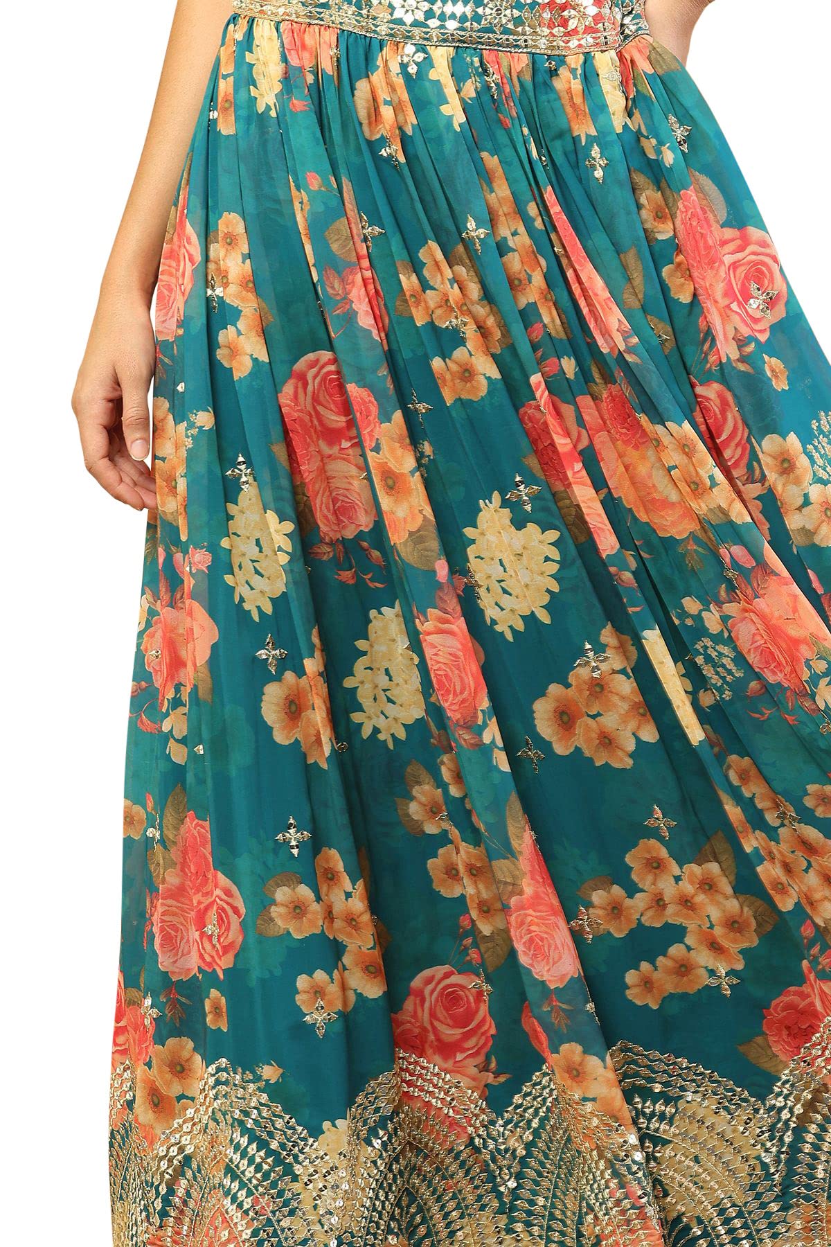 Soch Female Green Floral printed Lehenga choli set