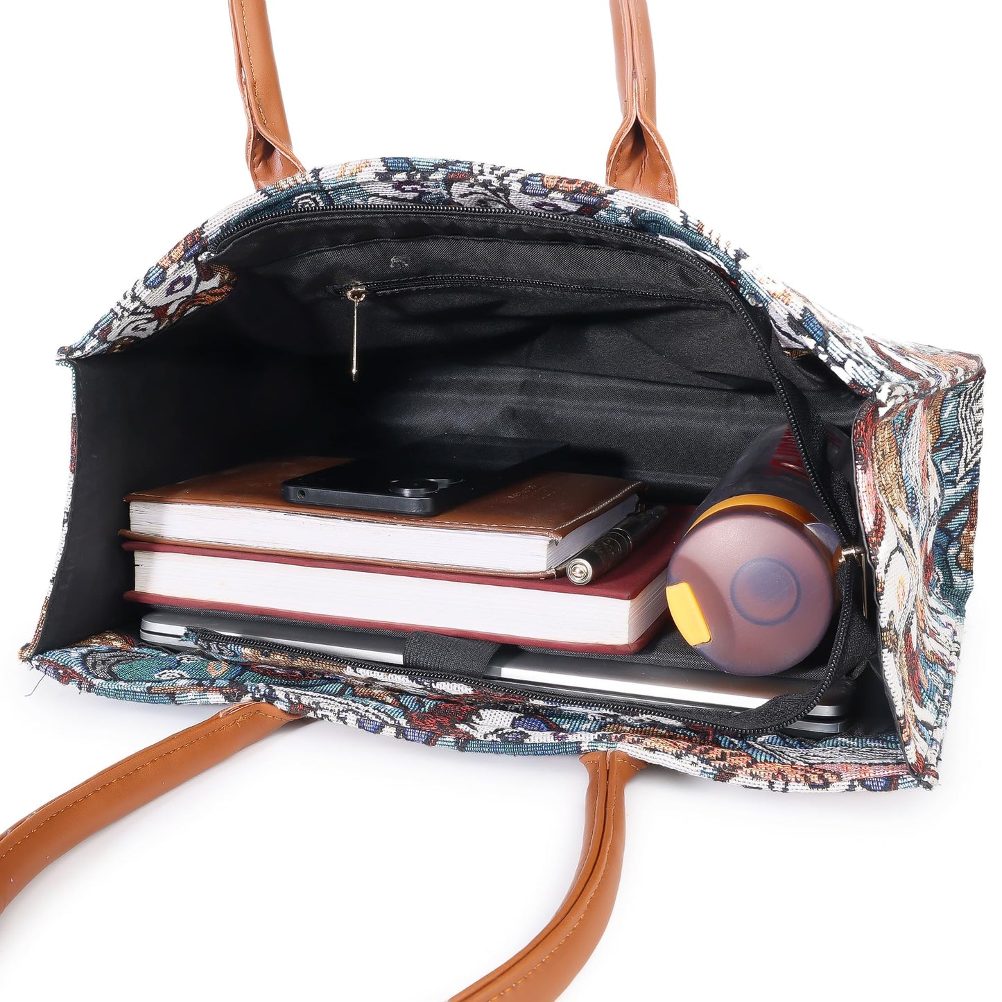 Warbler jacquard Tote Bag, printed Pattern, Casual Shoulder Handbag for work travell (Multicolor-1)