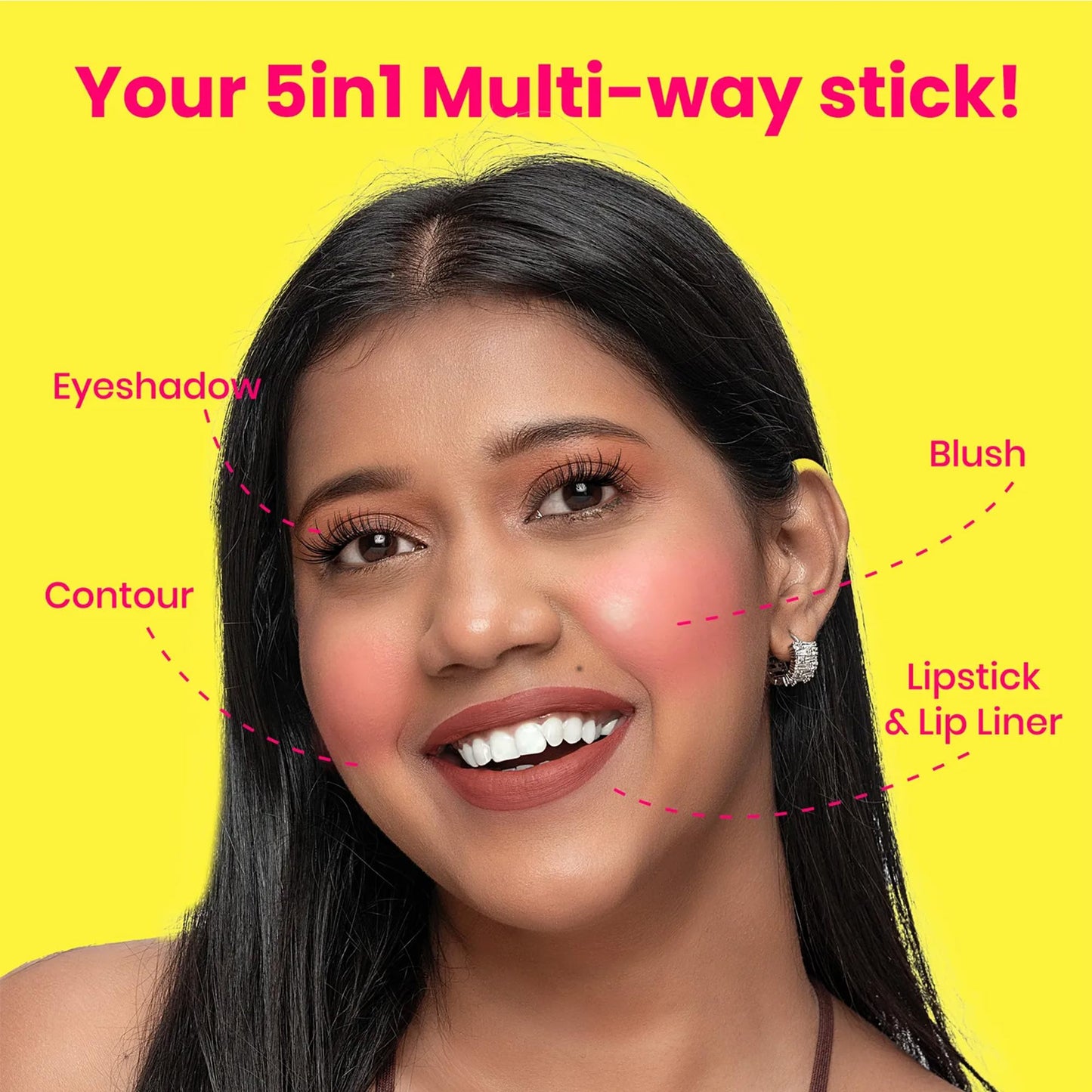 NY Bae 5 in 1 Lipstick - Nude Moods 02 (6.5g) | Lip Crayon | Nude Pink and Brown Shades | Natural Finish | Lip and Cheek Tint | Eyeshadow | Lipstick | Bronzer | Travel Kit | Multi-stick