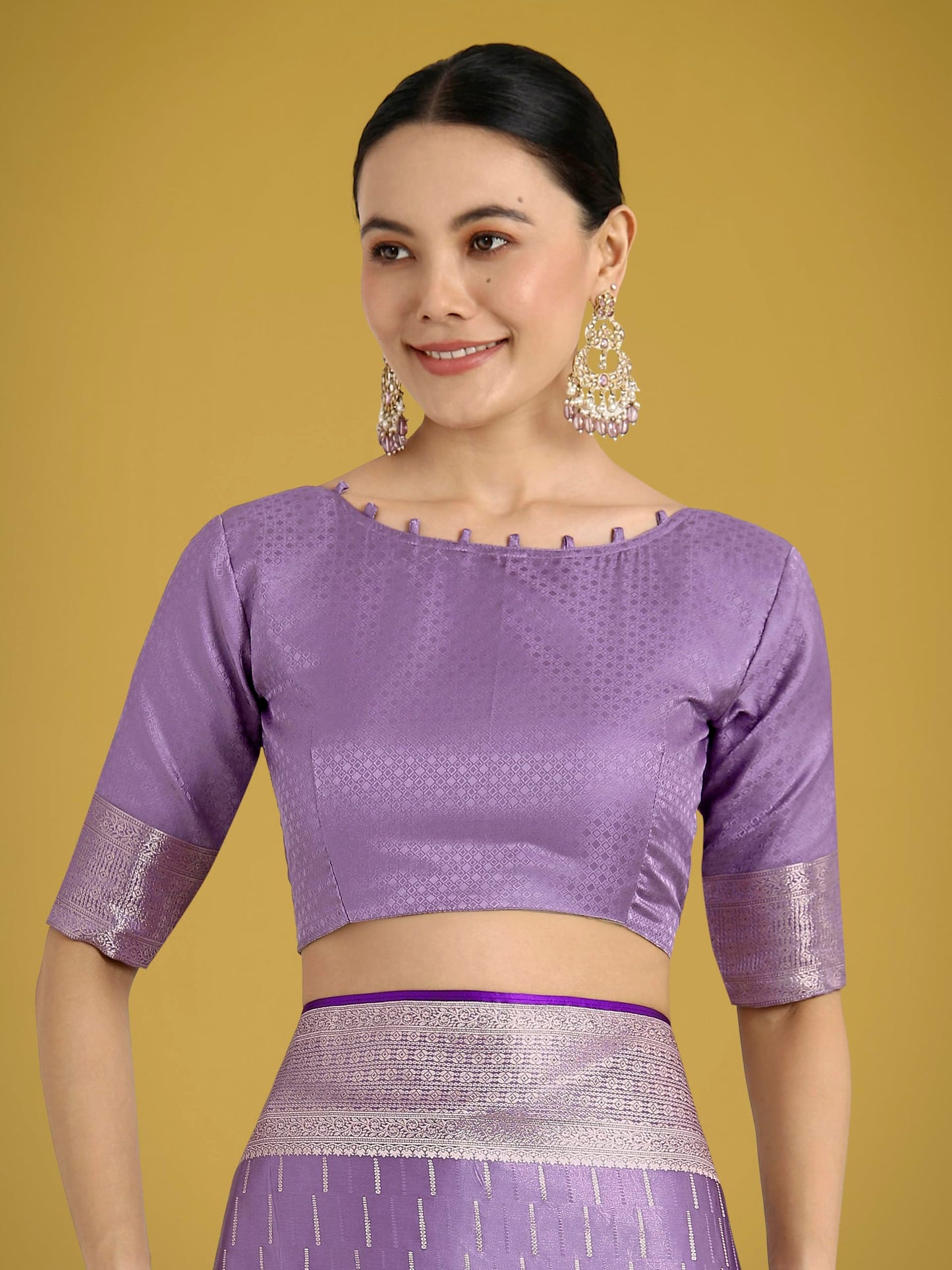 Monjolika Fashion Women Divine Dusty Lavender Zari Weaving Banarasi Satin Silk Trendy Saree For Festival Wear With Bewitching Blouse Piece (13300_Color) (Dusty Lavender)