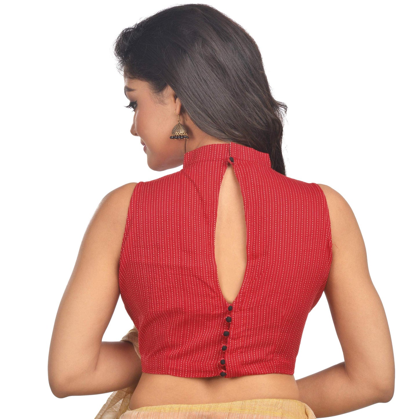 RENE Red Cotton Dobby blouse (D-005173-RED)