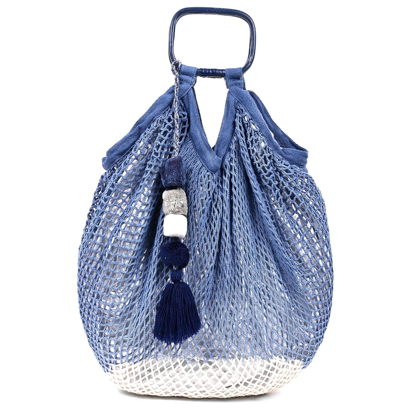 Boho Girl Organic Cotton Net Tote Bags | Jet Set Fish Net Hand Held Bag for Women (ABH-015B)