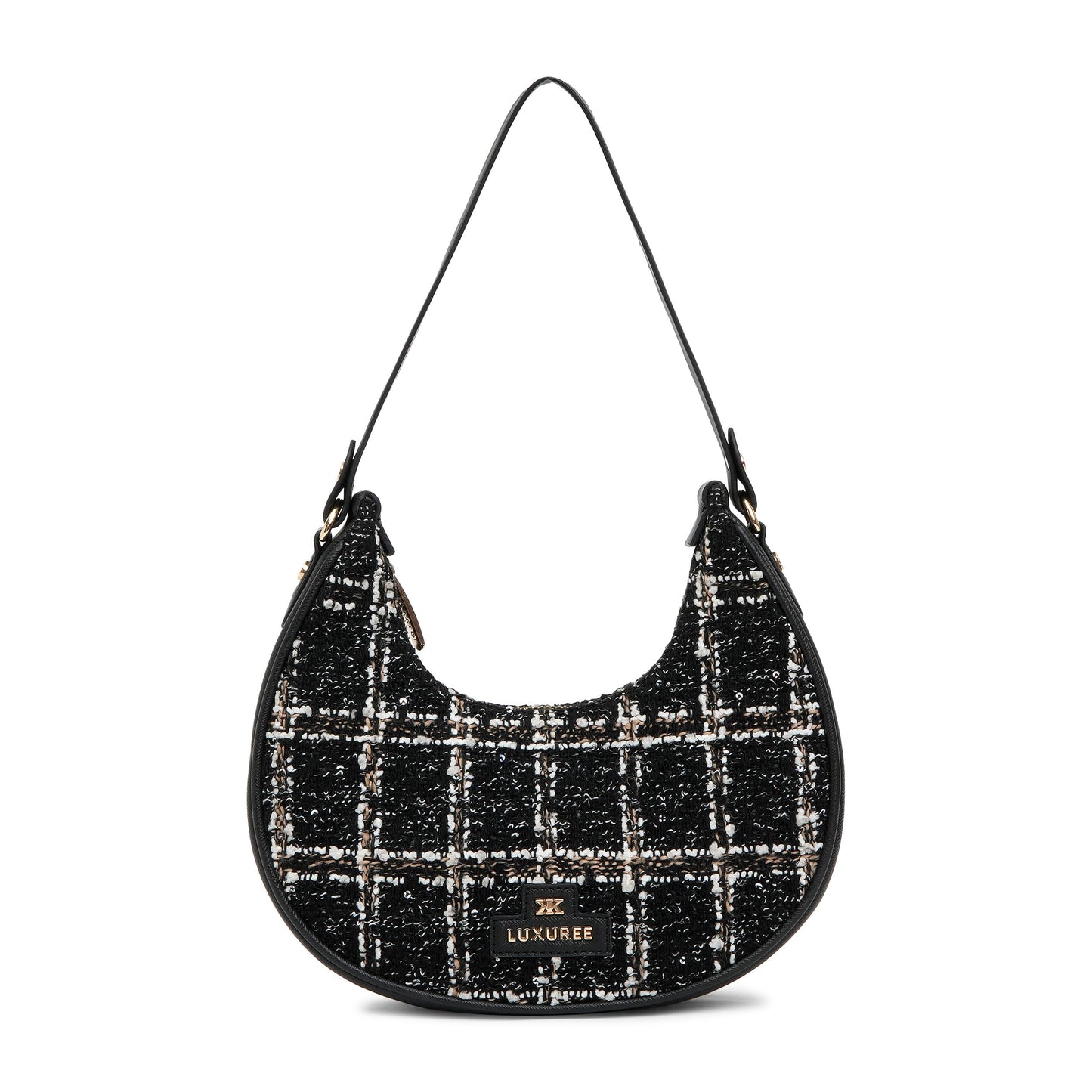 KLEIO Tweed Shoulder Hand Bag for Women Girls with a Zip Closure