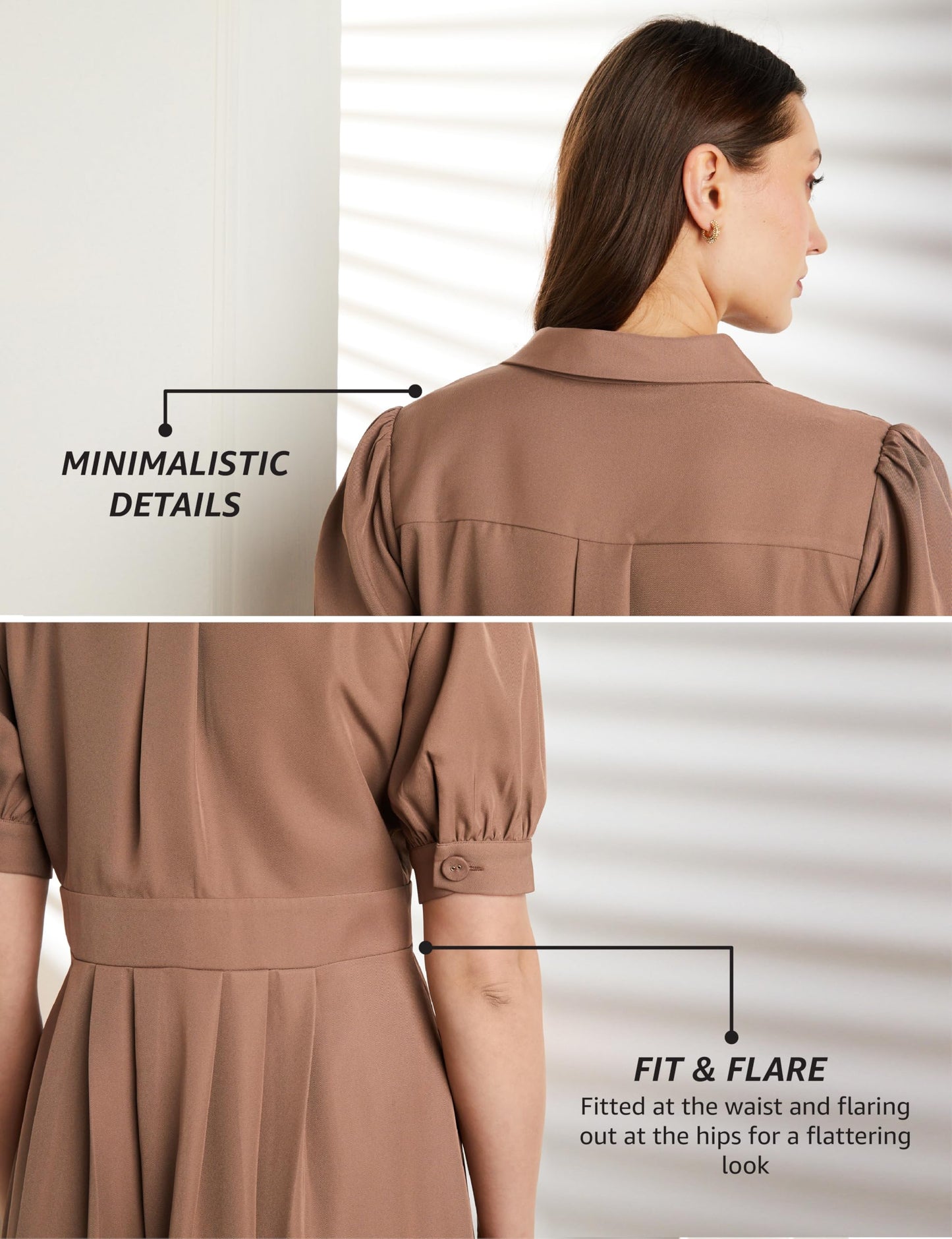 Symbol Premium Women's Fit & Flare Wrap Dress (Midi Length | Desk-to-Dinner) (SBP-SS24-WDR-607_Taupe_7XL)