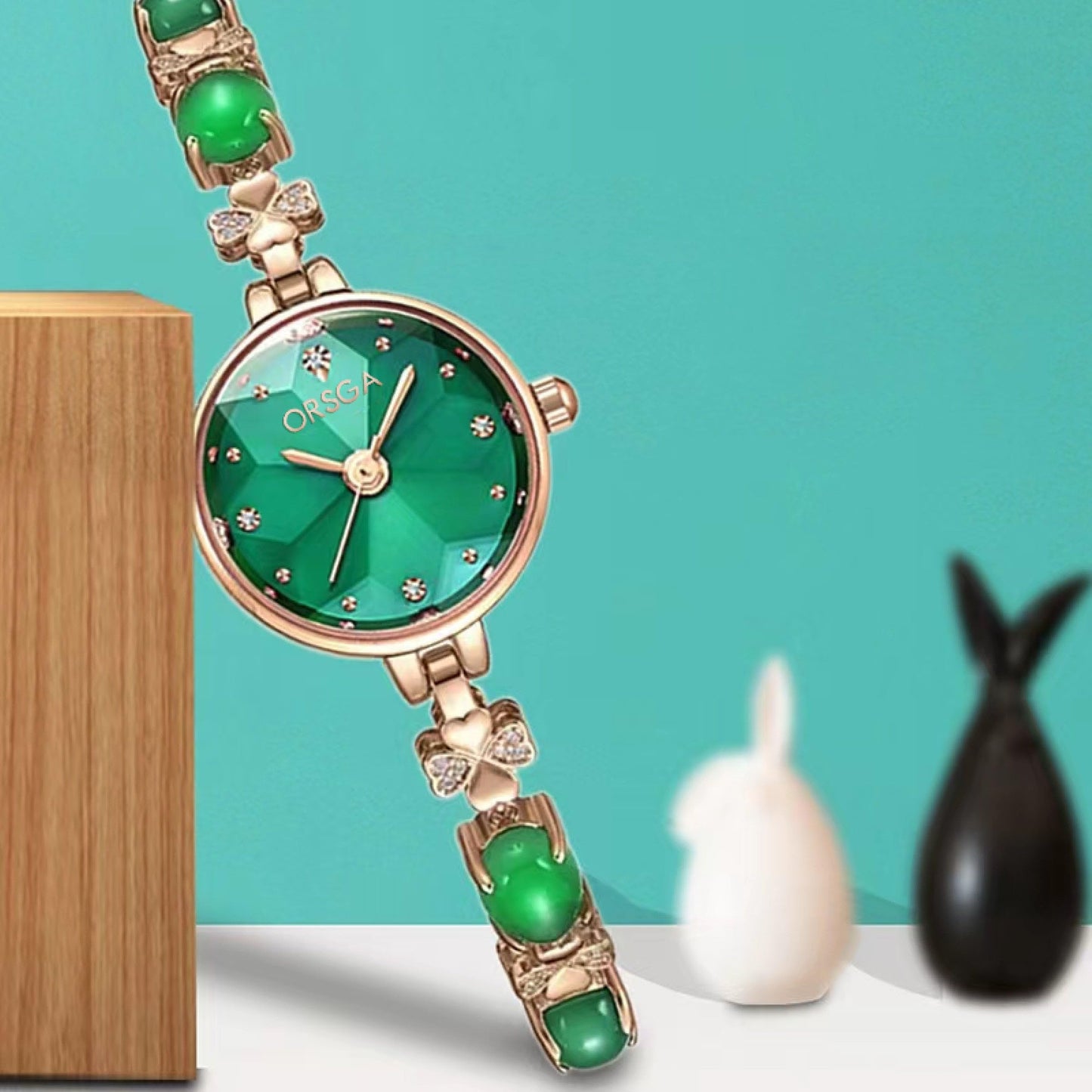 ORSGA Stainless Steel Orchid Women Watch Analog Latest Stylish Wrist Watch, Gift For Women, Birthday Gift, Anniversary - Green Rose Gold