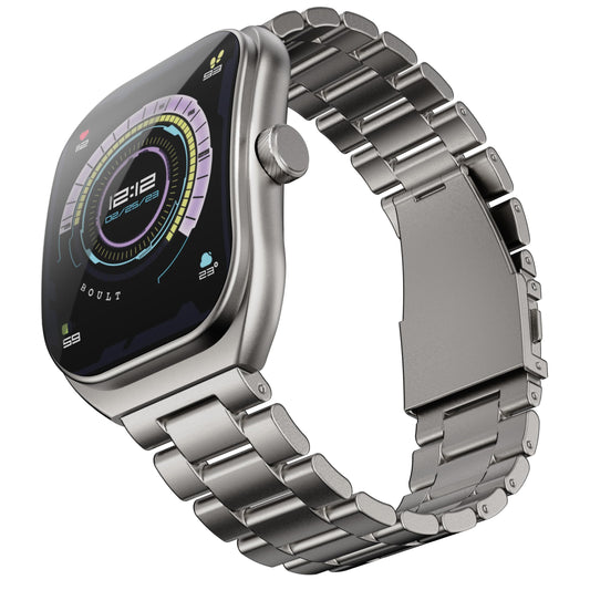 Boult Newly Launched Trail Pro Smartwatch 2.01'' 3D Curved Screen+AMOLED, BT Calling 5.3, 600 Nits Brightness, IP68, 250+ Watchfaces, 120+ Sports Modes, AI Voice Assistant, SpO2 Tracking (Chrome)