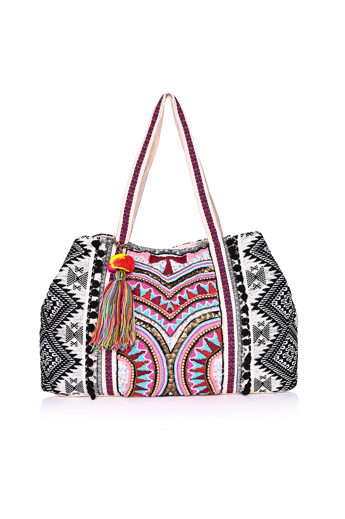 Boho Girl Multicolor Cotton Multi Purpose Tote Bag For Women and Girls