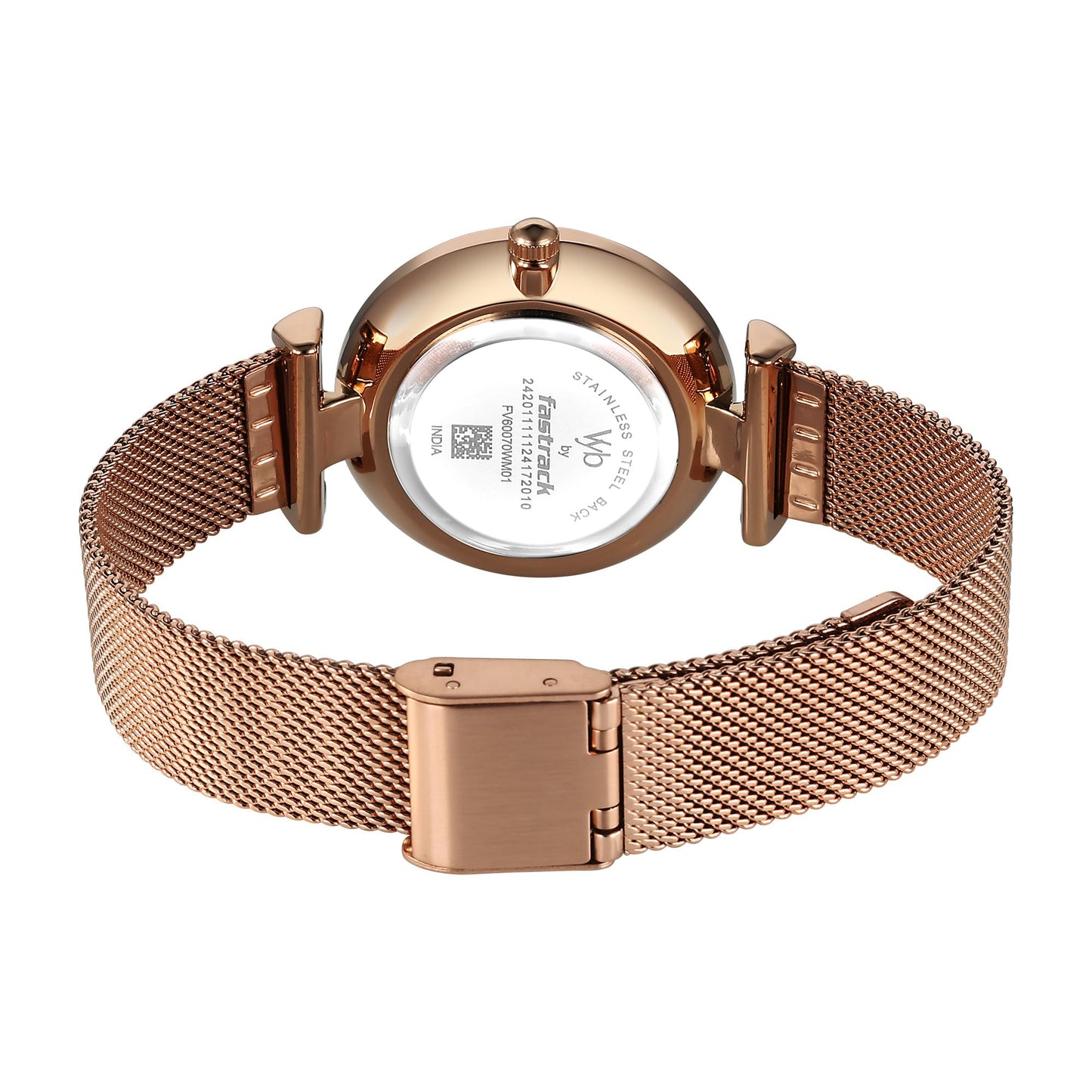 Fastrack Vyb Aura Quartz Analog Silver & Pink Dial Watch for Women