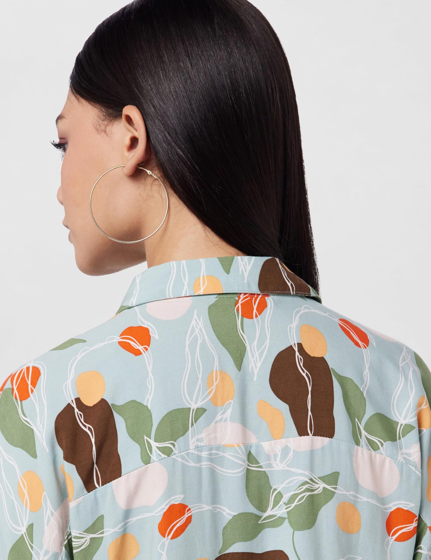 VERO MODA Women Botanical Print Viscose Regular Fit Green Shirt