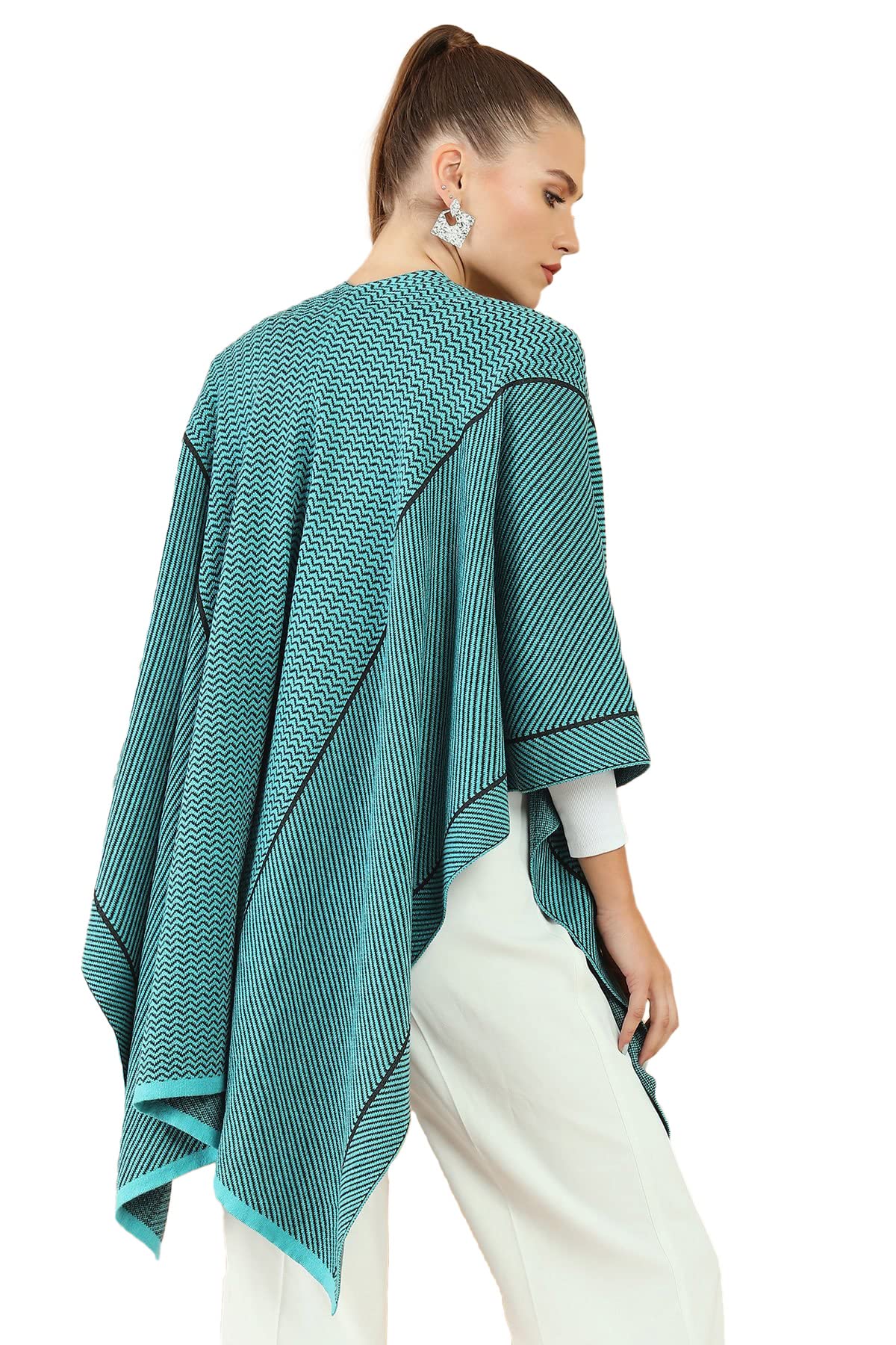 Soch Turquoise Blue Viscose Shrug with Woven Designs