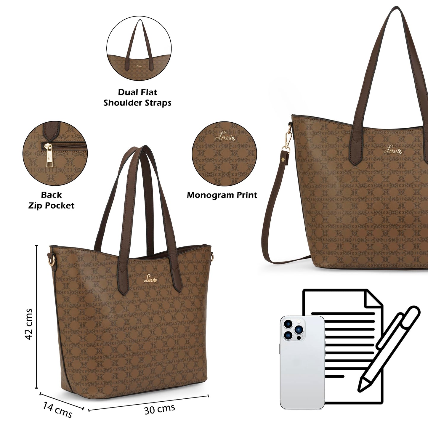 Lavie Women's Monoprint Hailon Tote Bag | Ladies Purse Handbag