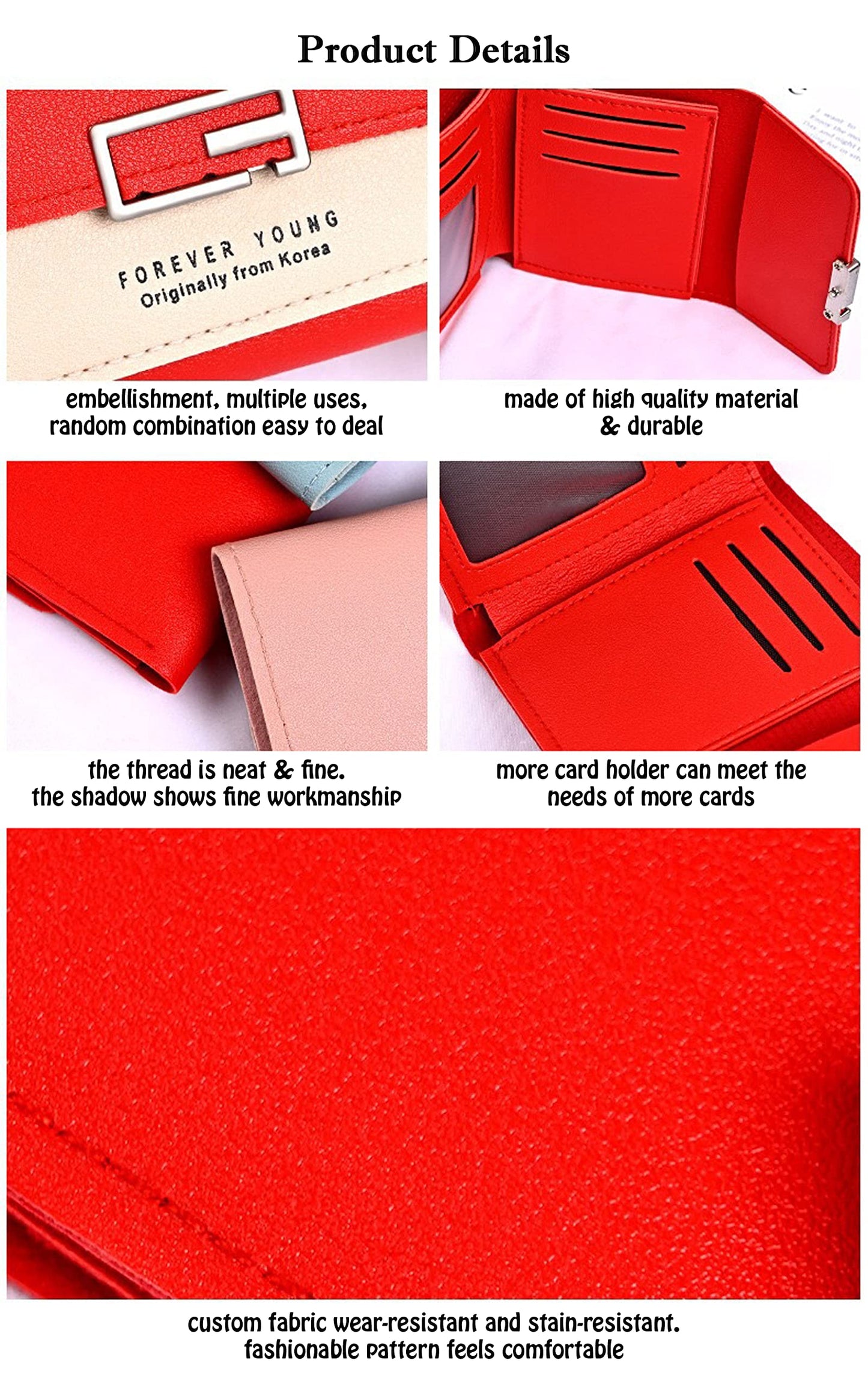 ARURA (LABEL) Women's Short Wallet Clutch Bag Three Fold Buckle Coin Purse Women's Handbag (Random Color)