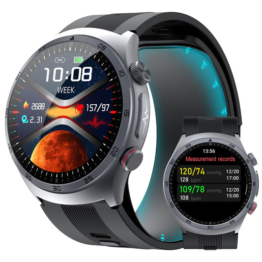 Yowow BIT Blood Pressure Smart Watch with Air Pump Airbag,Voice Broadcast (Answer/Make Calls), 1.43" AMOLED Fitness Tracker, Heart Rate/SpO2/Temperature/Sleep Monitor/Pedometer, Data Sharing