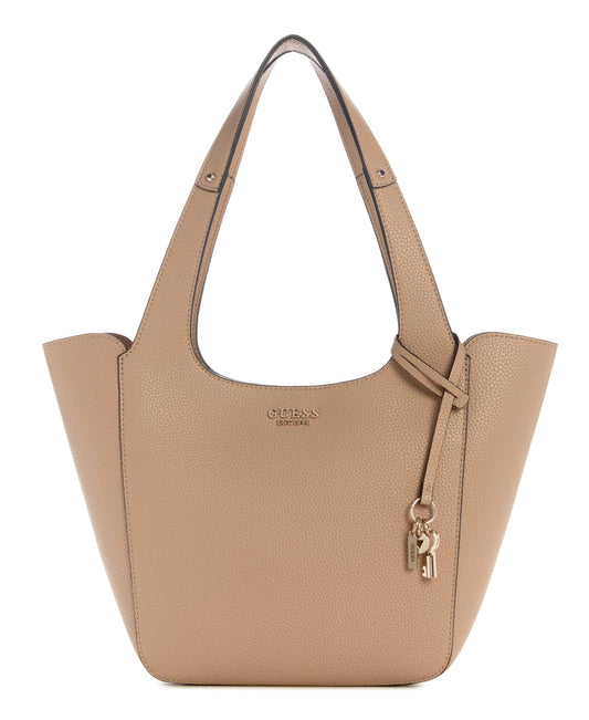 GUESS Beige Textured Helina Tote Bag