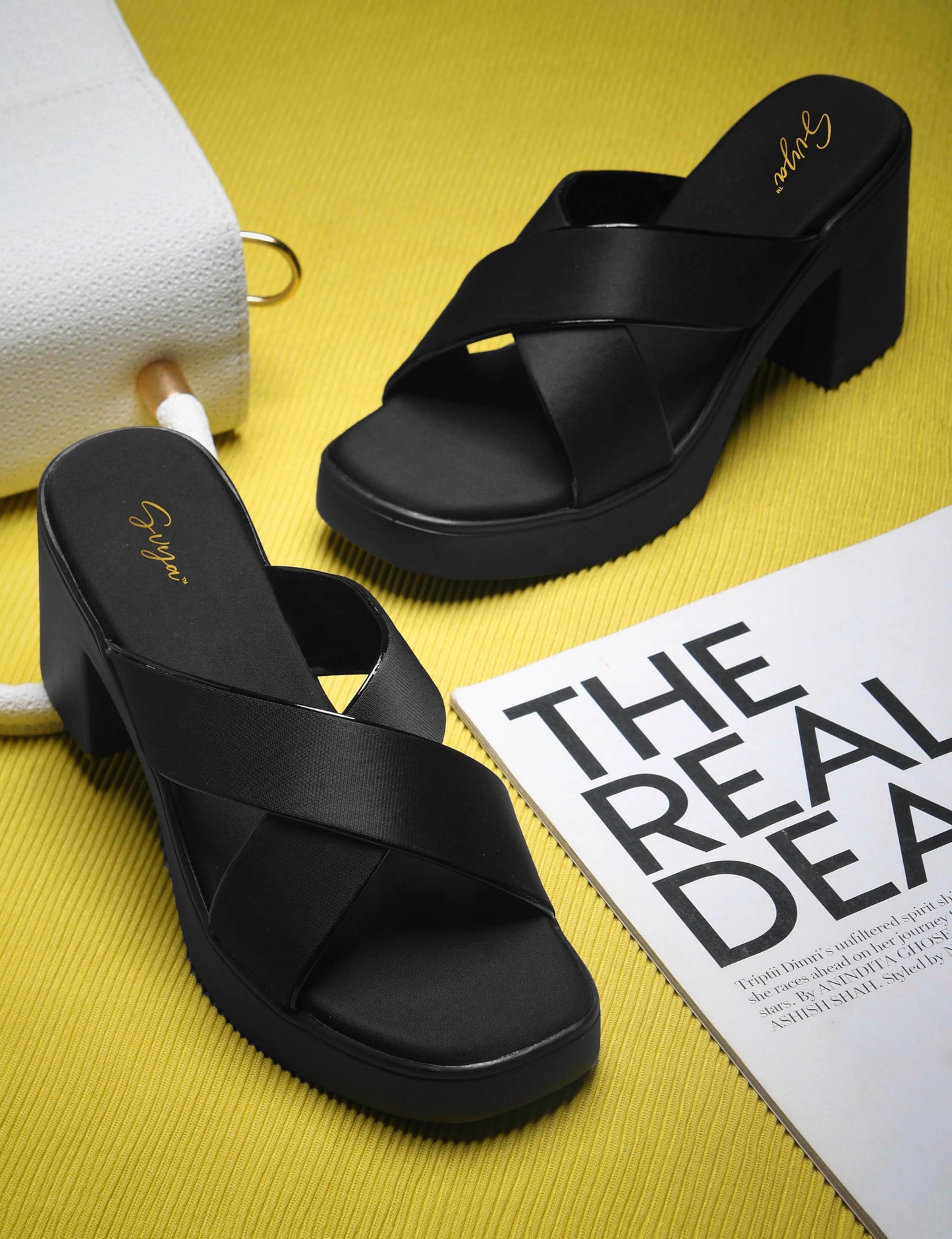 SVYA Comfortable Heel Sandals for Women and Girl (Black, UK Footwear Size System, Adult, Women, Numeric, Medium, 7)