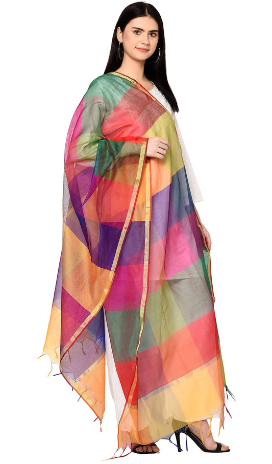 Weavers Villa Women's Cotton Silk Multicolor Dupatta (2 Meters)