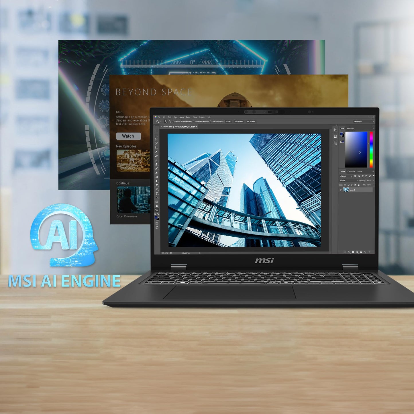 MSI Prestige 16 AI Studio,Intel Core Ultra 9 185H,Built-in AI,41CM UHD+ OLED Thin and Light Laptop(32GB/1TB NVMe SSD/Windows 11 Home/NVIDIA GeForce RTX 4060, GDDR6 8GB/Stellar Grey/1.9Kg),B1VFG-069IN