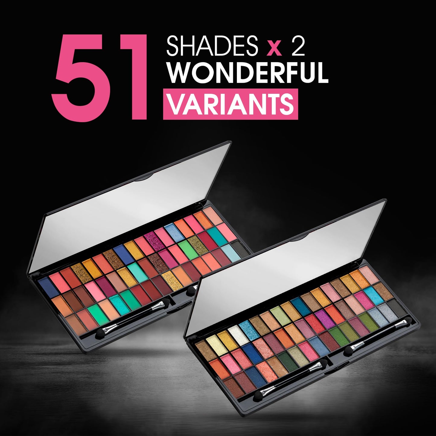 Colors Queen Ultra Pigmented 51 Colors Eyeshadow Palette with Brush | Easy to Blend, Long Wearing Eye Makeup Palette | Eyeshadow Palette with Shimmery Shades (Multicolor - 02)