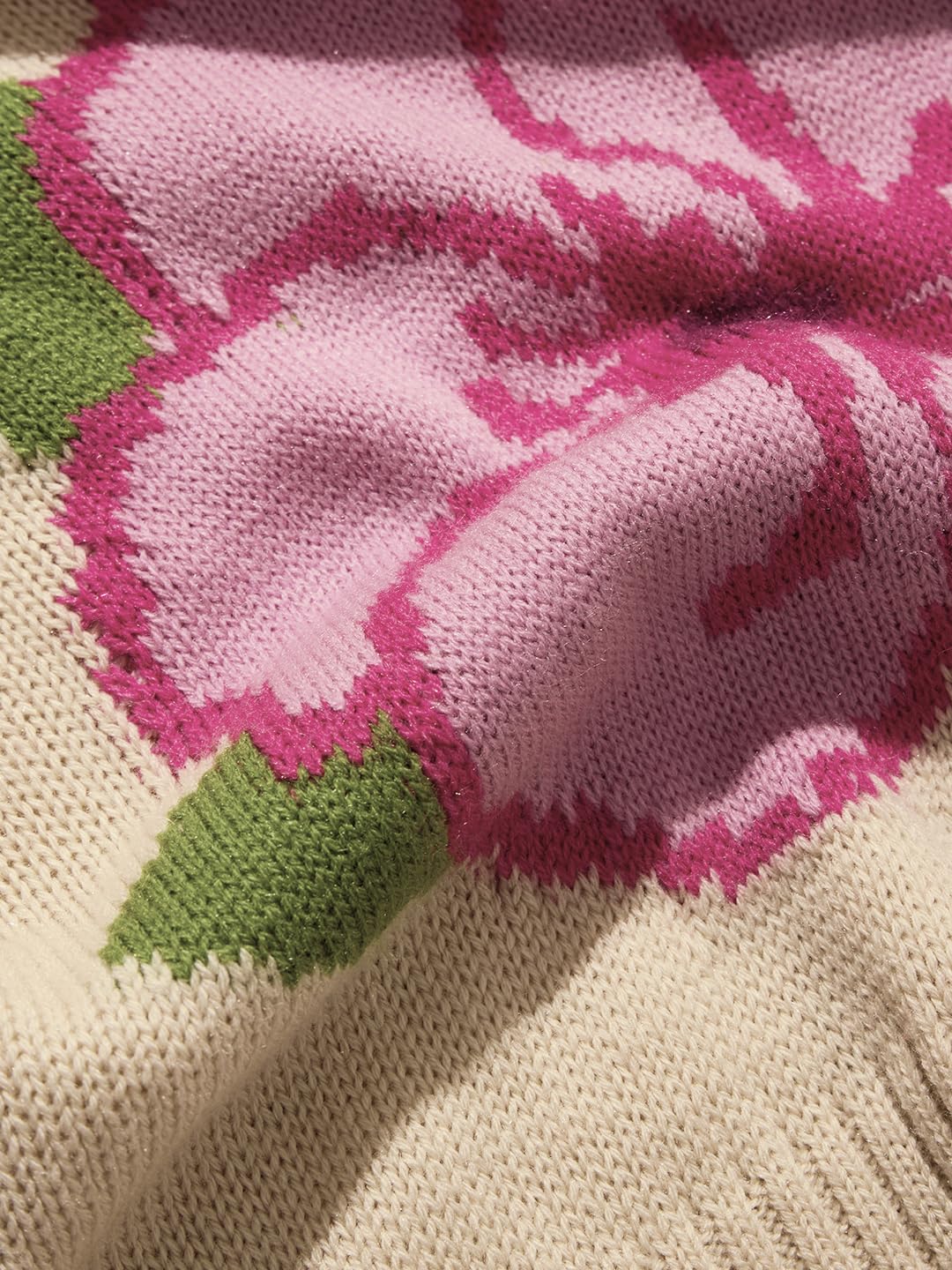 The Souled Store Originals : Road to Bloom Cable Knit Women Oversized Sweater Beige