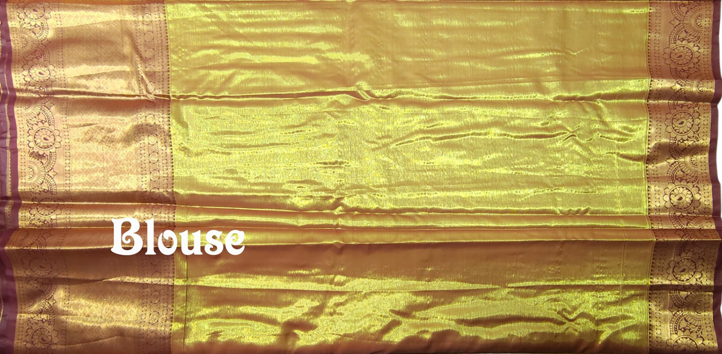 VFCollections Women's Kanchipuram Silk Pure Pattu Sarees With Blouse (Vfc269-2), Multi