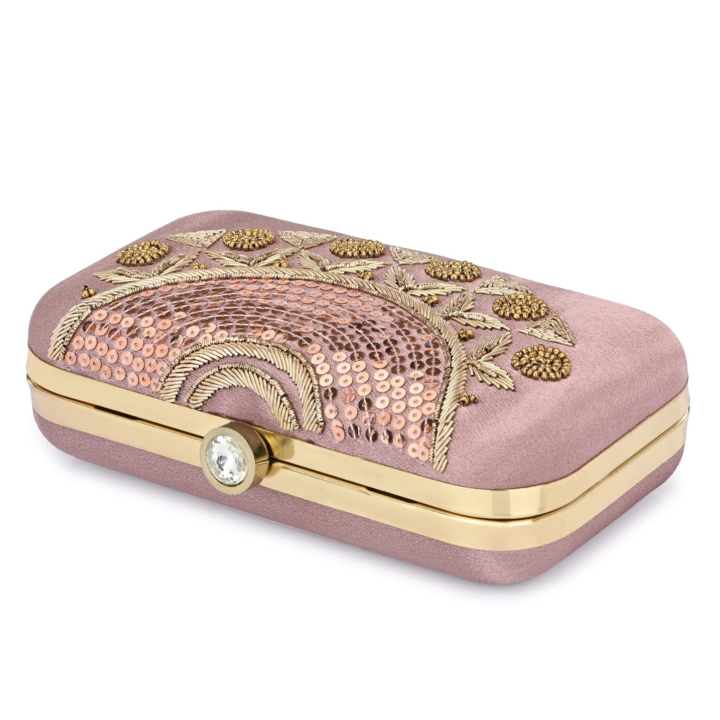 For The Beautiful You Pink Neck Embroidered Women's Clutch