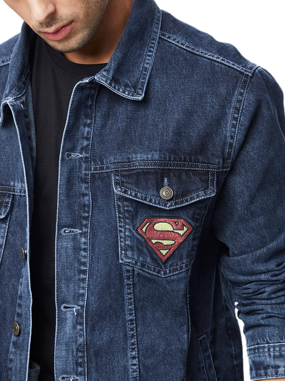 The Souled Store Official Superman: Superpowered Mens and Boys Full Sleeve Regular fit Graphic Printed Cotton Blue Color Jackets