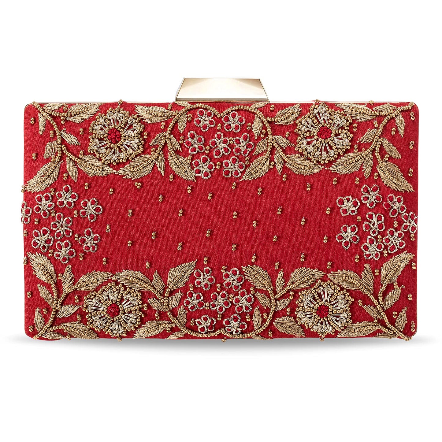 Peora Clutch Purses for Women Wedding Handmade Evening Handbags Party Bridal Clutch (C05R) Red