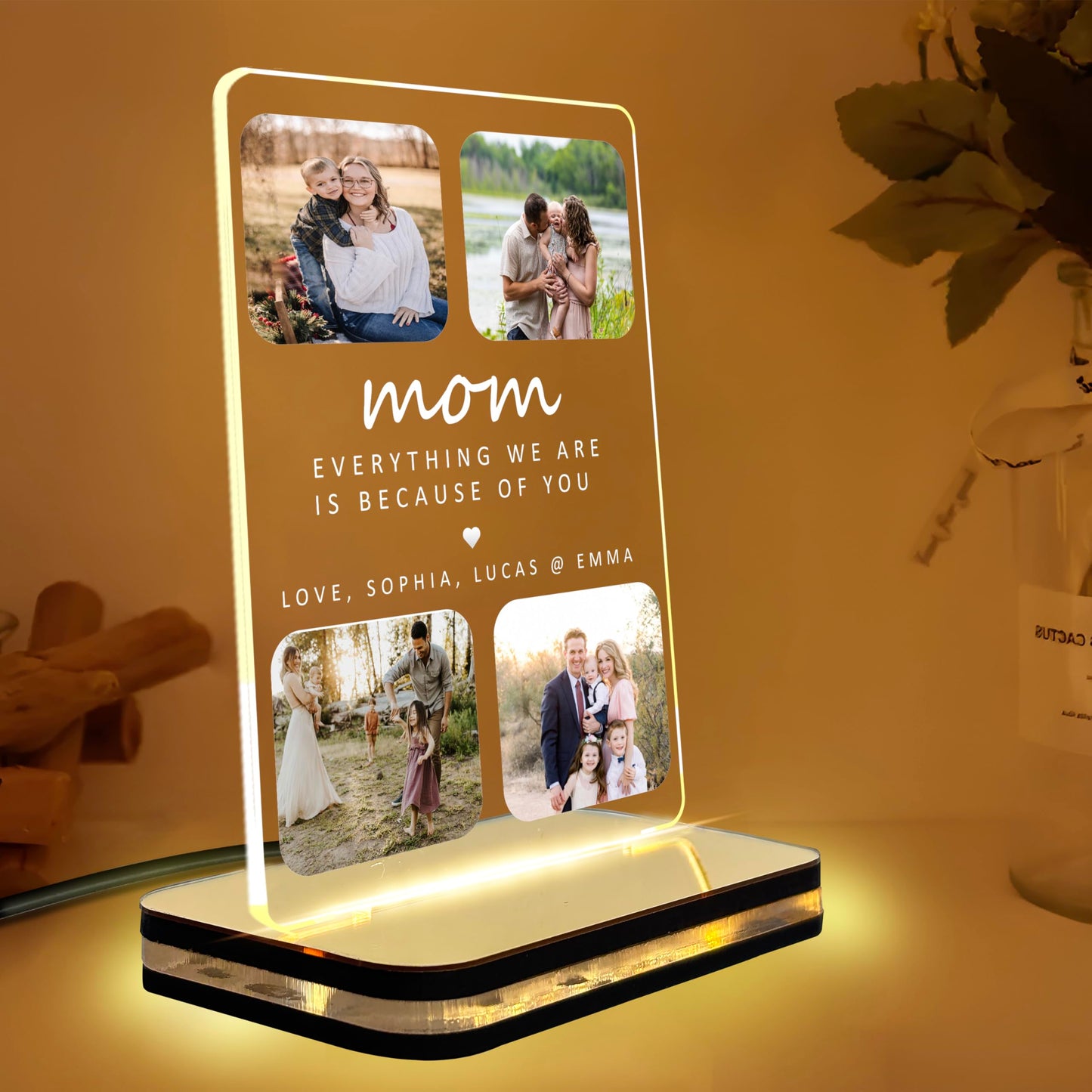 DECOCRU Personalized Gift for Mom, Mother | Customised Gifts for Mom | Night LED Lamp, Table Lamp | Acrylic LED Lamp with Name | Gift for Birthday, Mother's Day, Acrylic Plaque
