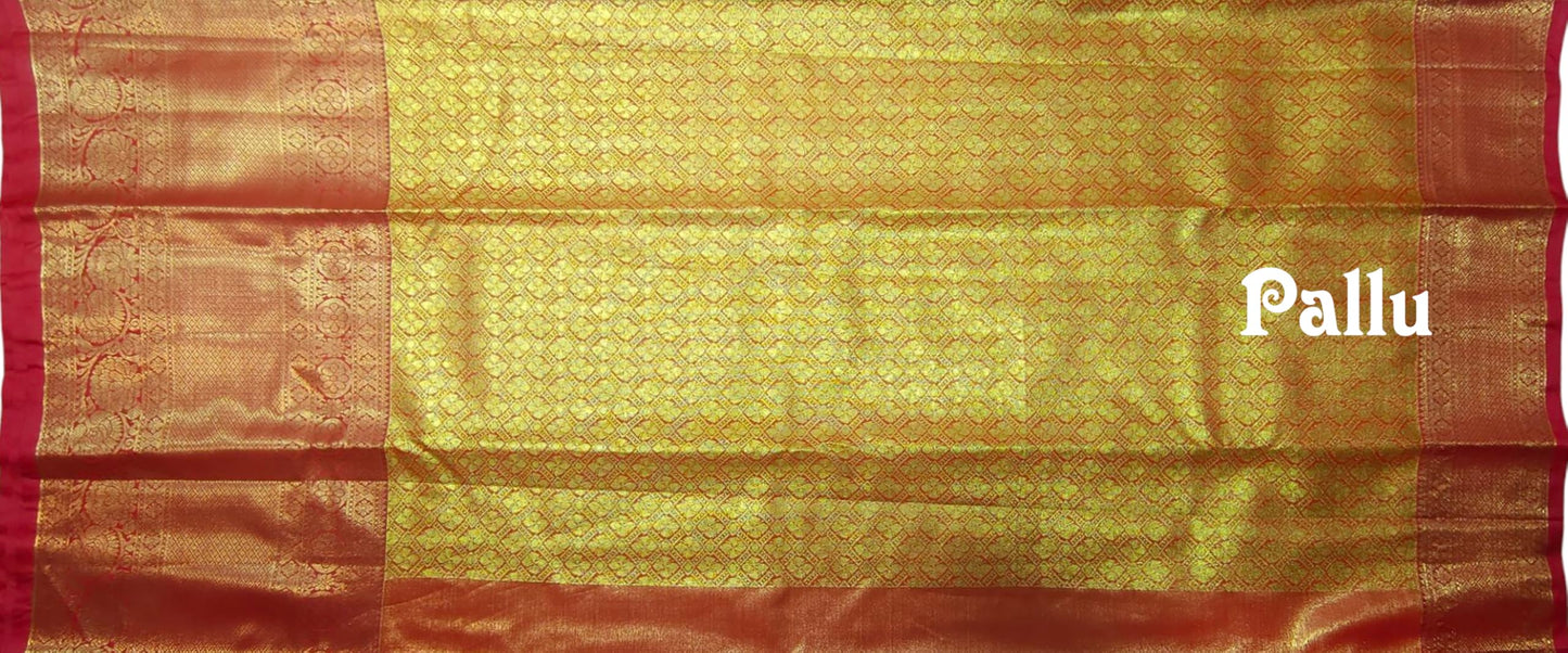 VFCollections Women's Kanchipuram Silk Pure Pattu Sarees With Blouse (VFC568-3)