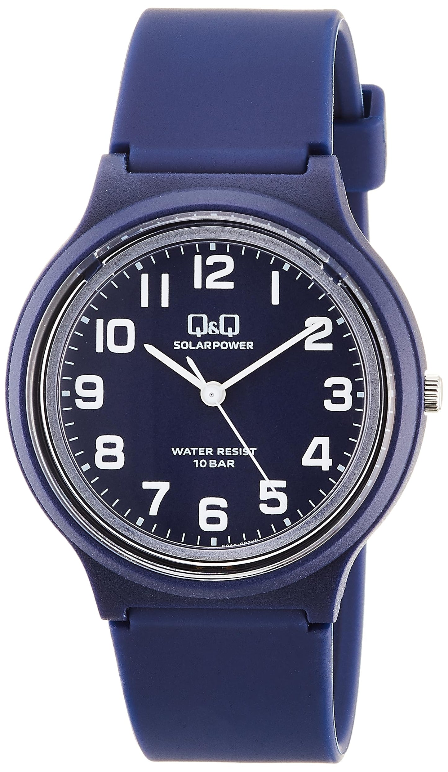 Citizen Q&Q E04A-003VK Men's Analog Solar Watch, Water Resistant to 10 ATM, Urethane Strap, Navy, navy, Classic