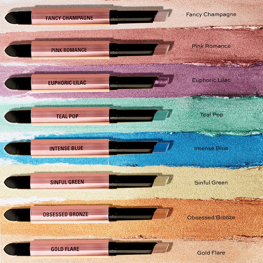 Makeup Revolution- Lustre Wand Shadow Stick- Euphoric Lilac | Ultra-pigmented & Shimmery lids | Seamless glide | Buildable, Metallic Formula | Sponge to dab & blend the shades-1.6 g