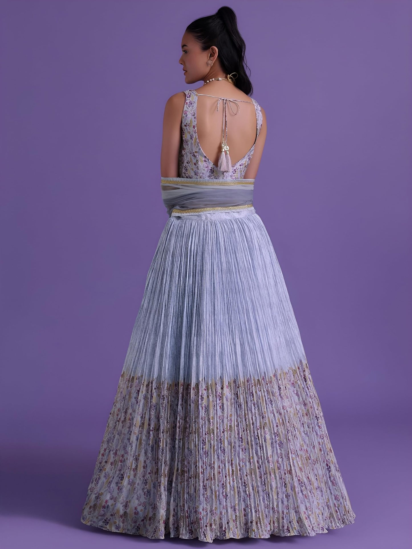 Zeel Clothing Women's Georgette Semi-Stitched Digital Print Mirror Hand Work Lehenga Choli with Dupatta (5100-Blue-Wedding-Stylish-Lehenga-Choli; Free Size)