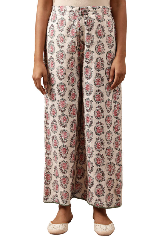 Folksong Pure Cotton Strechable Parallel Pants for Women | Pure Cotton Parallel Pants for Women | Trousers for Women | W for Woman