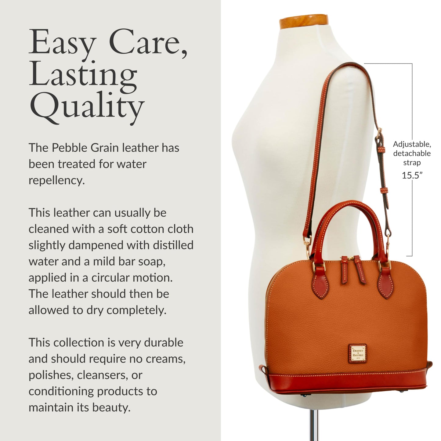 Dooney & Bourke Zip Zip Satchel Pebbled Leather Shoulder Bag Purse Handbag